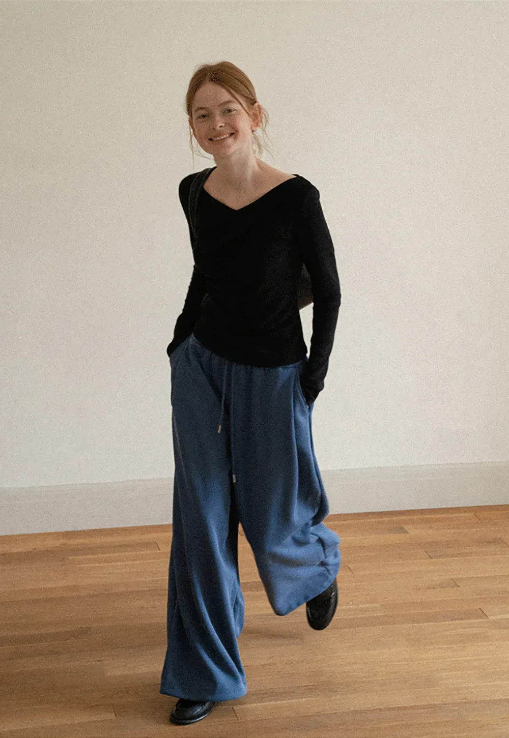 Wide Leg Drawstring Waist Casual Pants