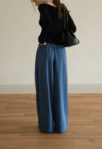 Wide Leg Drawstring Waist Casual Pants