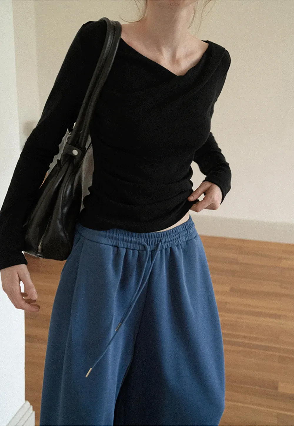 Wide Leg Drawstring Waist Casual Pants