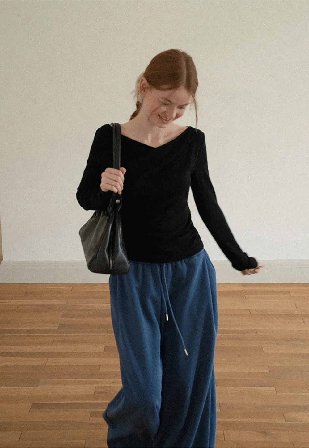 Wide Leg Drawstring Waist Casual Pants