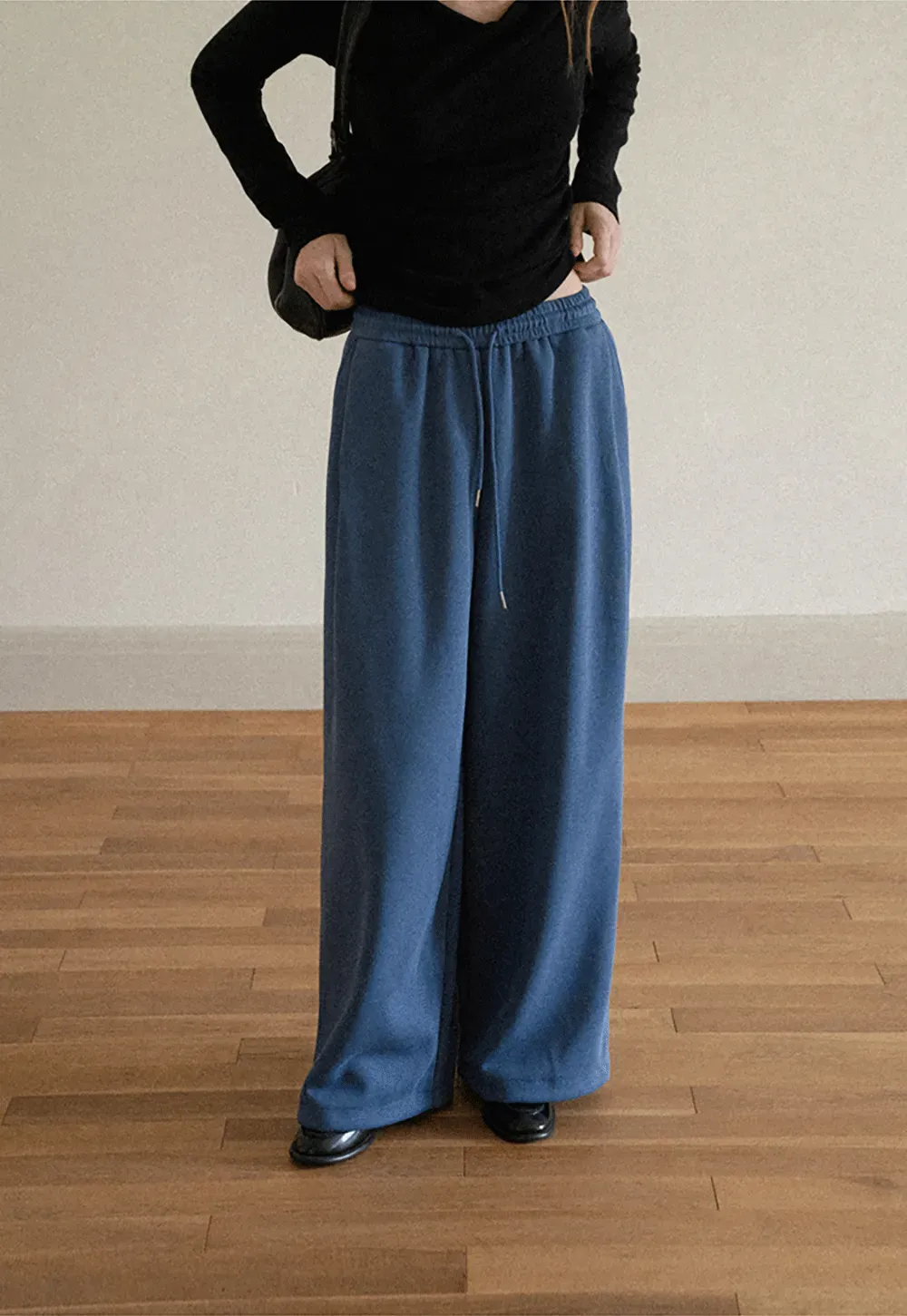 Wide Leg Drawstring Waist Casual Pants