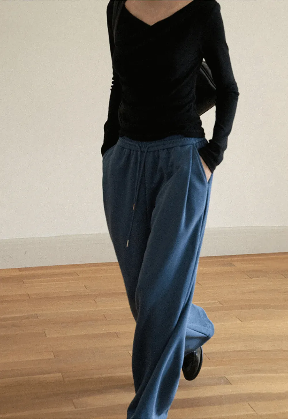 Wide Leg Drawstring Waist Casual Pants