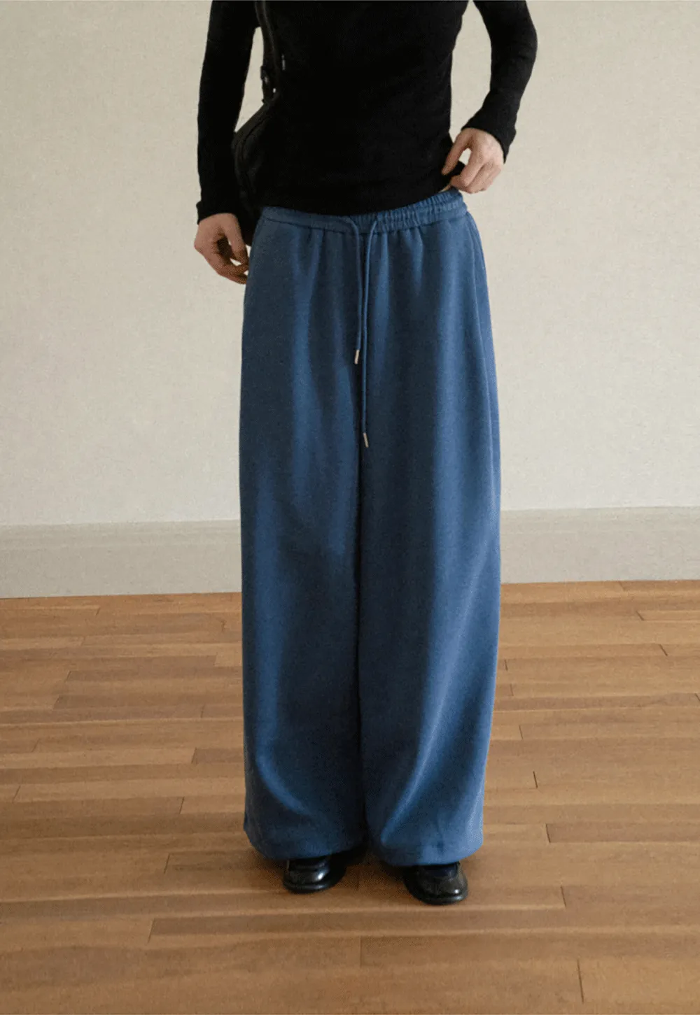 Wide Leg Drawstring Waist Casual Pants