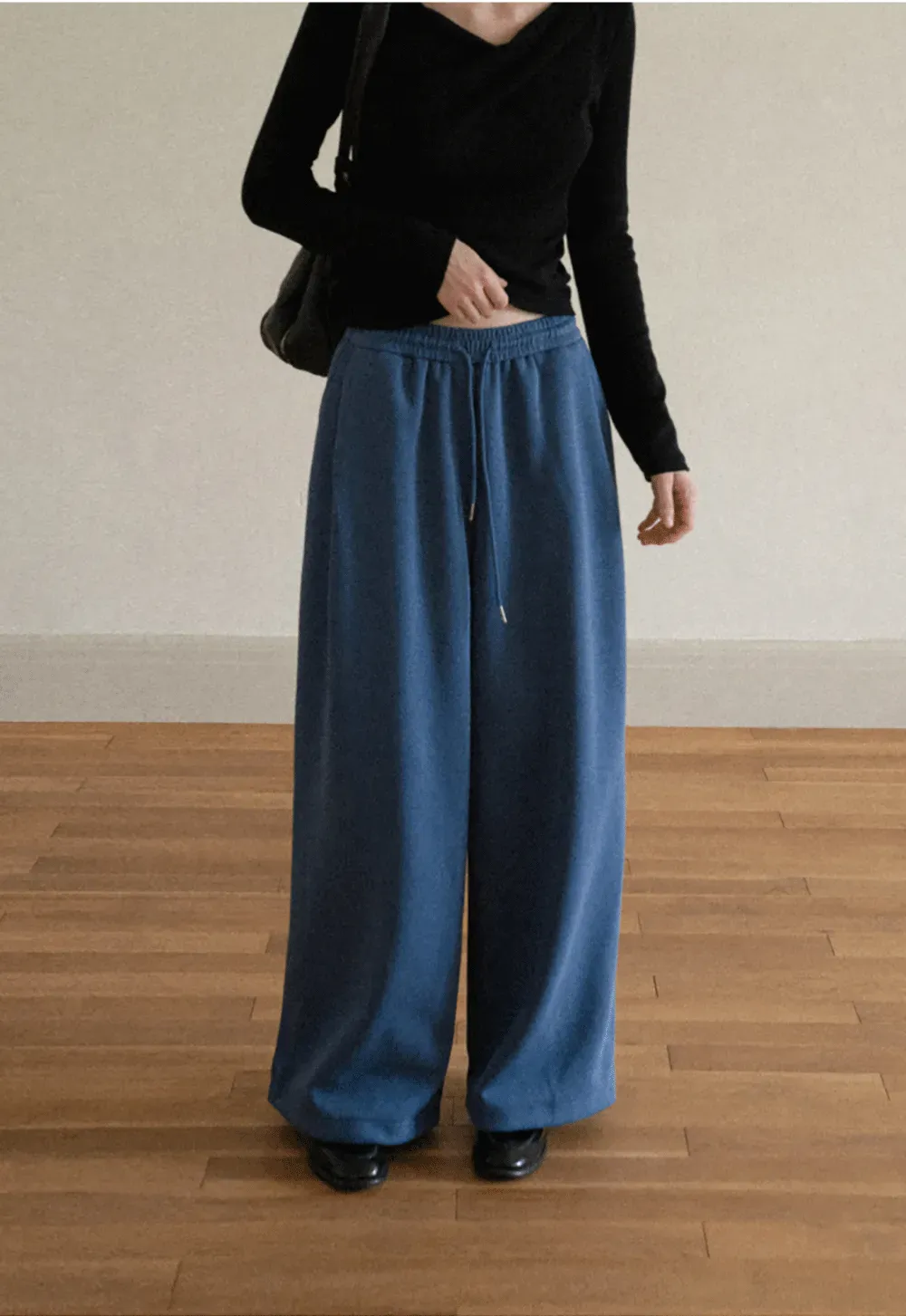 Wide Leg Drawstring Waist Casual Pants