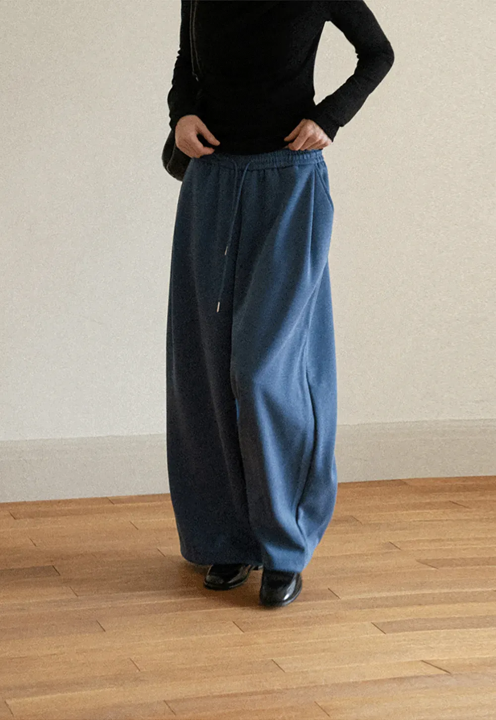 Wide Leg Drawstring Waist Casual Pants