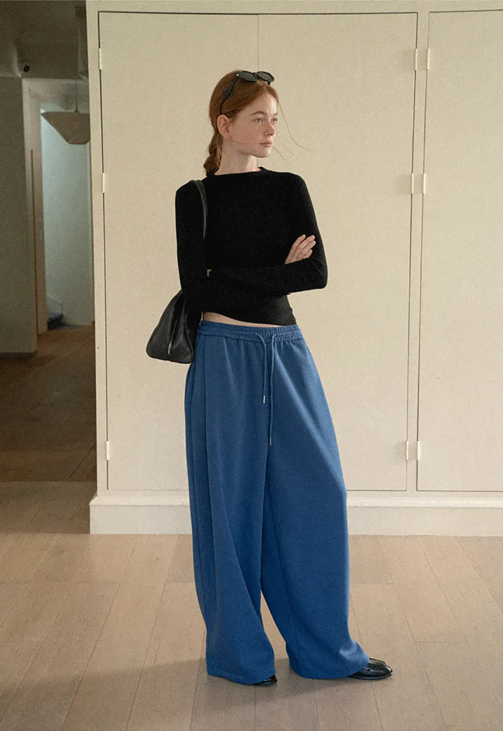 Wide Leg Drawstring Waist Casual Pants