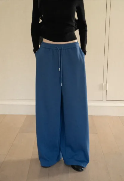 Wide Leg Drawstring Waist Casual Pants