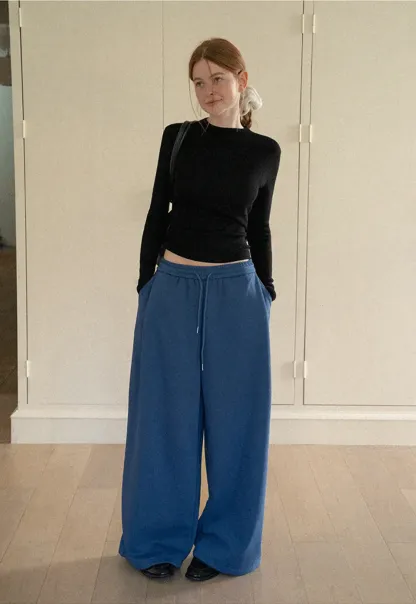 Wide Leg Drawstring Waist Casual Pants