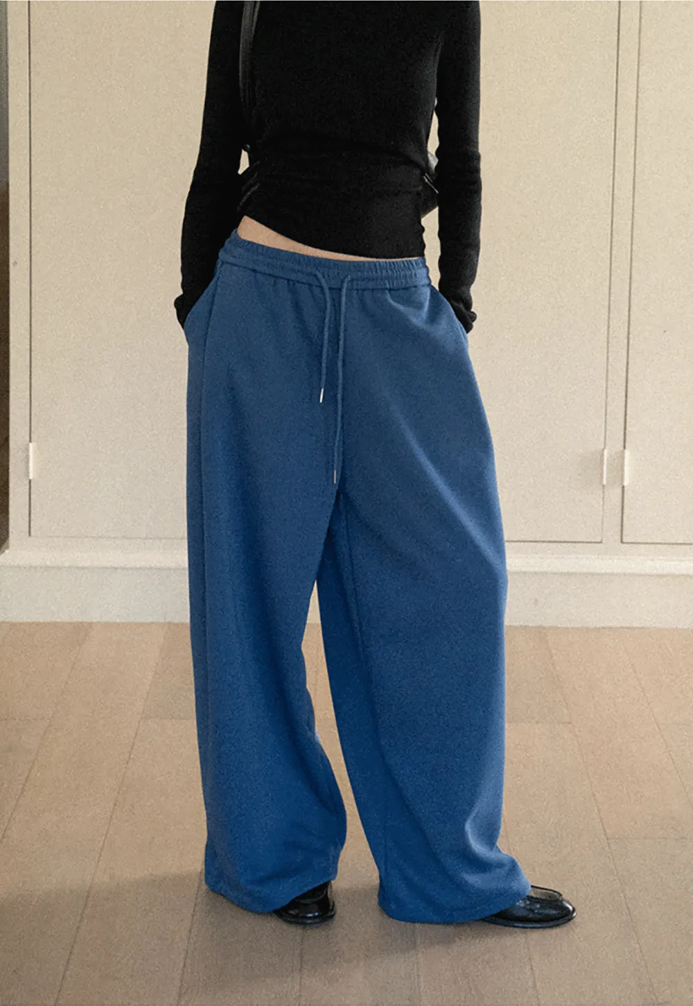 Wide Leg Drawstring Waist Casual Pants