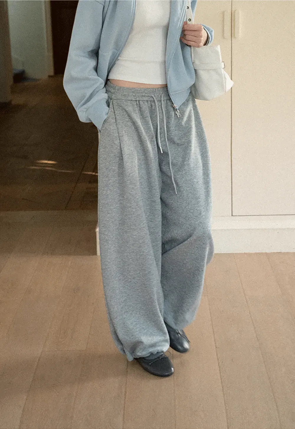 Wide Leg Drawstring Waist Casual Pants