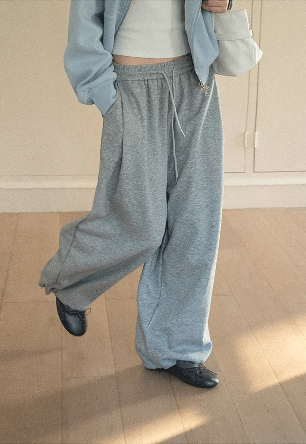 Wide Leg Drawstring Waist Casual Pants