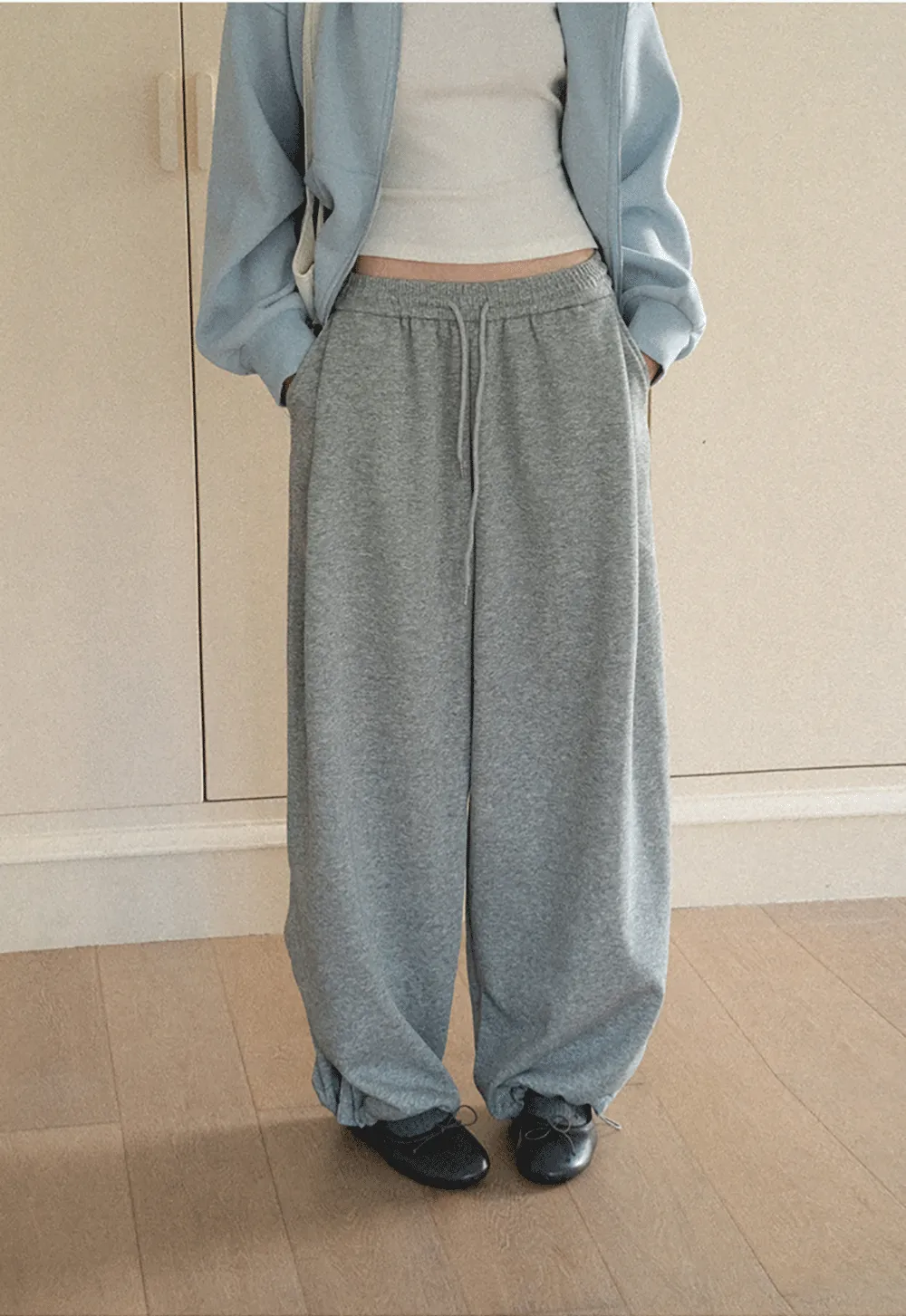 Wide Leg Drawstring Waist Casual Pants