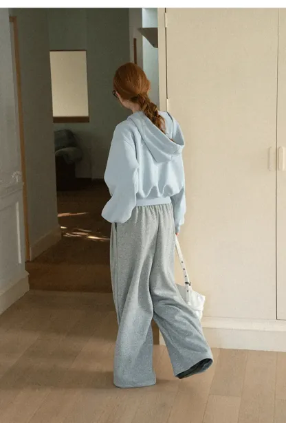 Wide Leg Drawstring Waist Casual Pants