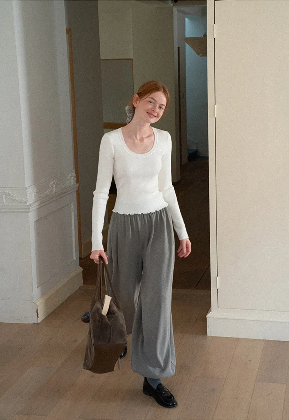 High Waist Pleated Wide Leg Casual Pants