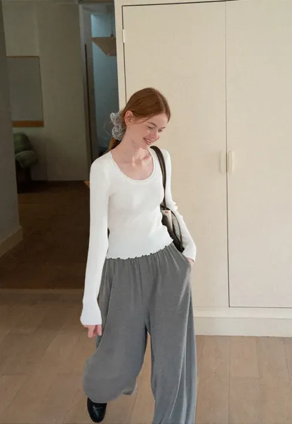 High Waist Pleated Wide Leg Casual Pants