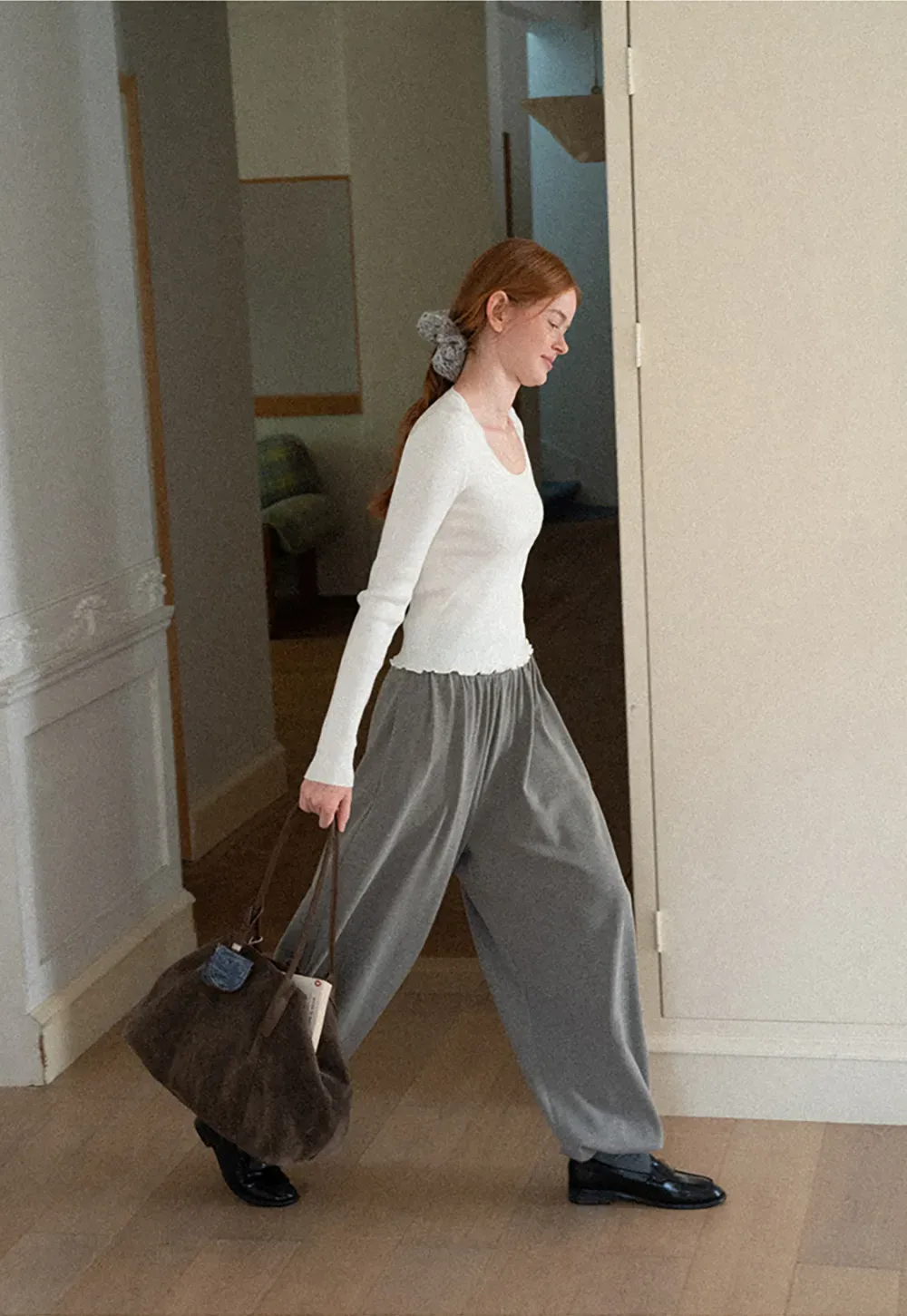High Waist Pleated Wide Leg Casual Pants