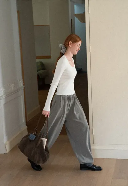 High Waist Pleated Wide Leg Casual Pants