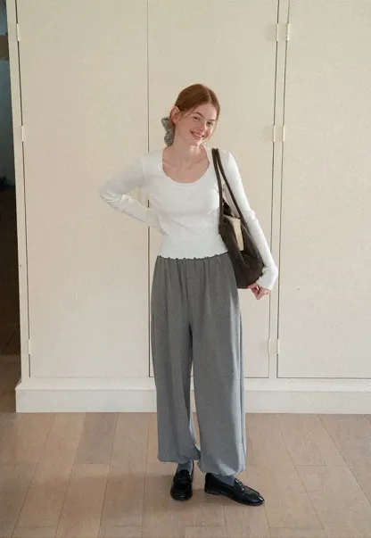 High Waist Pleated Wide Leg Casual Pants