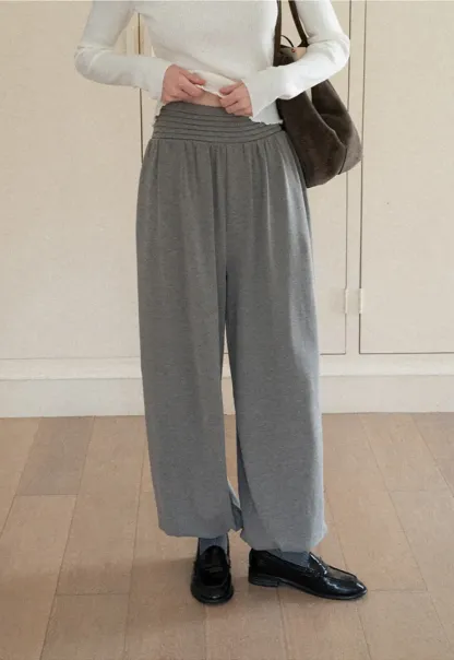 High Waist Pleated Wide Leg Casual Pants