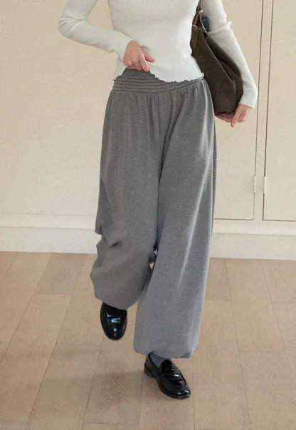 High Waist Pleated Wide Leg Casual Pants