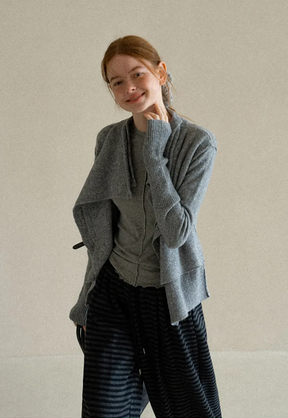 Striped Wide Leg Drawstring Casual Pants