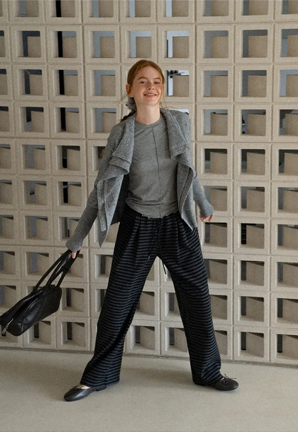 Striped Wide Leg Drawstring Casual Pants