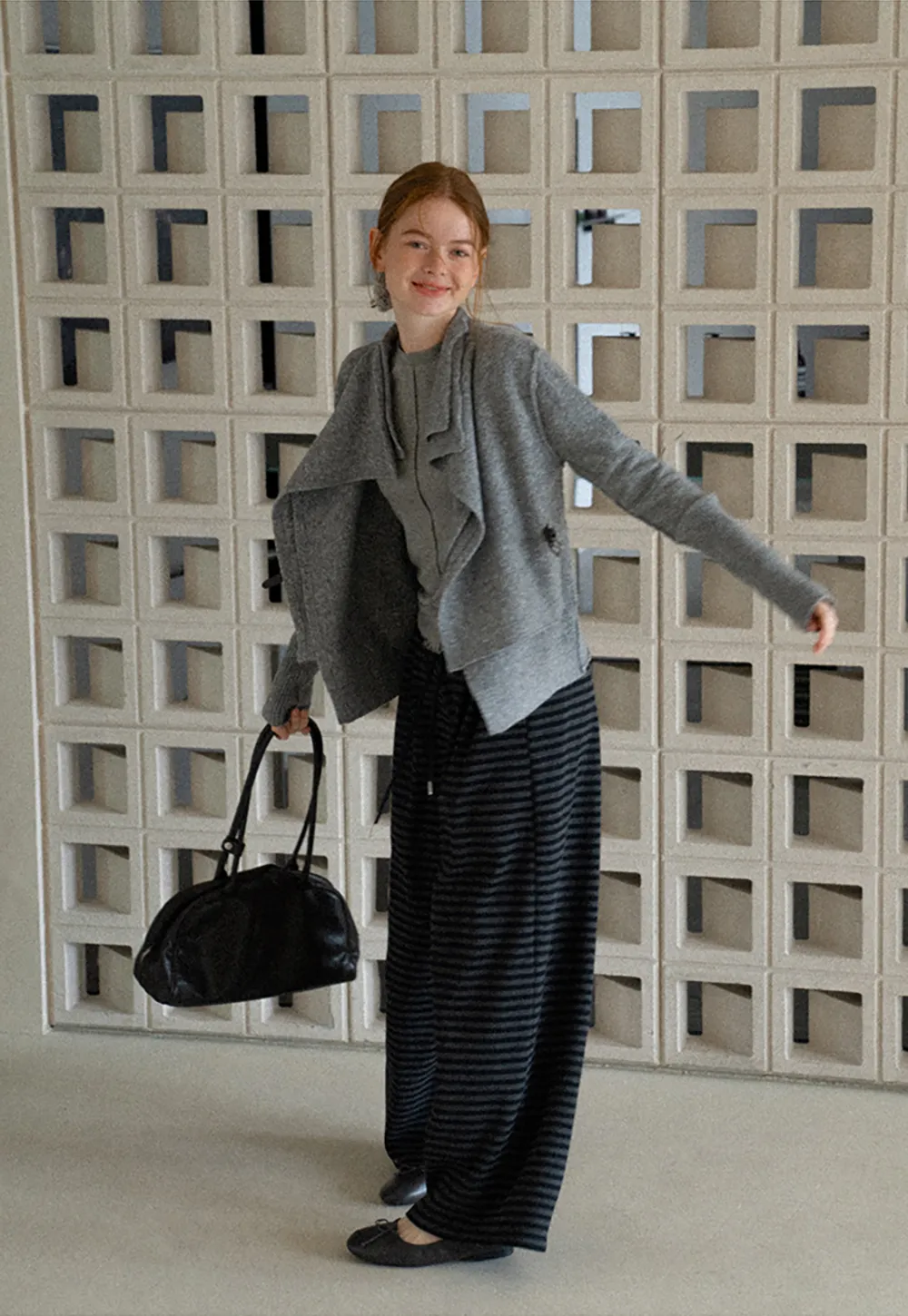 Striped Wide Leg Drawstring Casual Pants