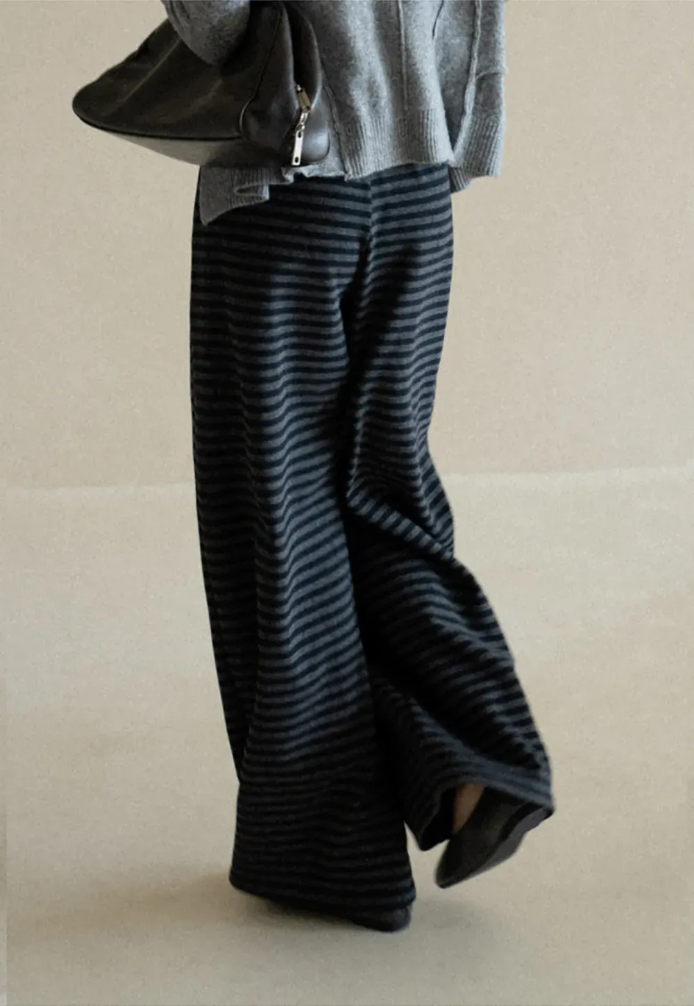 Striped Wide Leg Drawstring Casual Pants