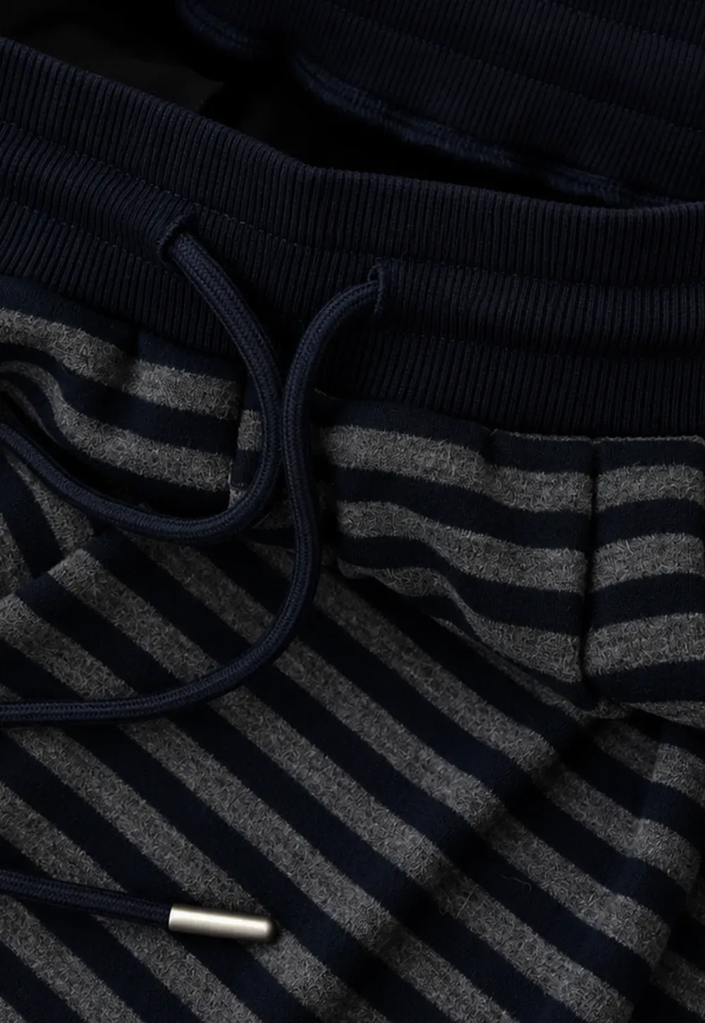 Striped Wide Leg Drawstring Casual Pants