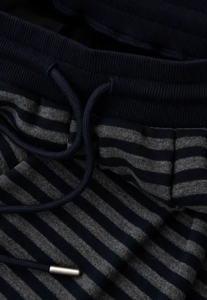 Striped Wide Leg Drawstring Casual Pants