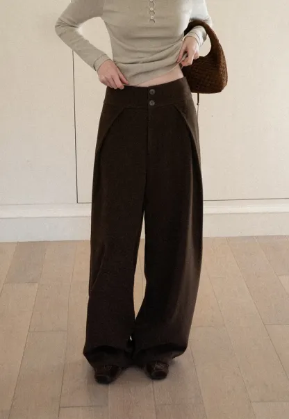 High Waist Wide Leg Pleated Casual Pants