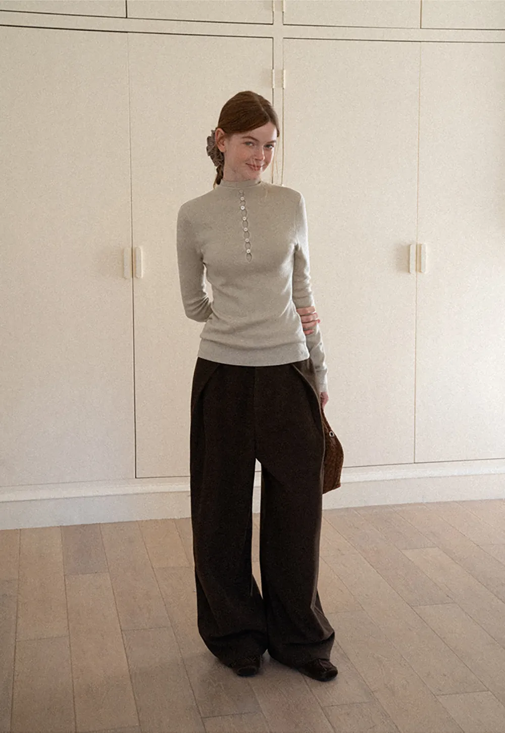 High Waist Wide Leg Pleated Casual Pants