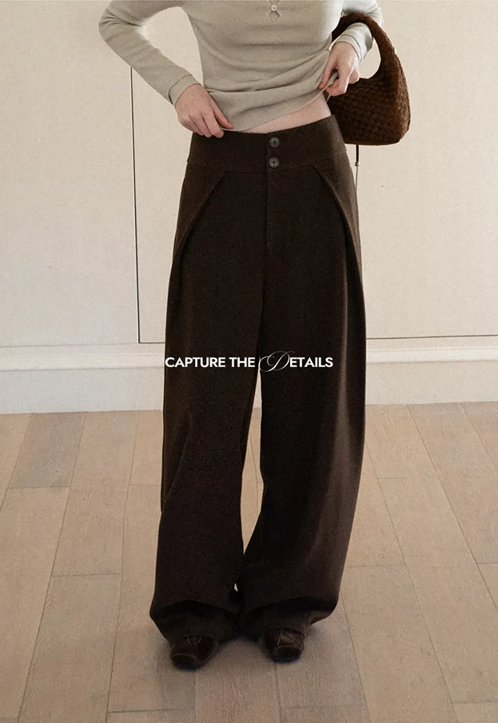 High Waist Wide Leg Pleated Casual Pants