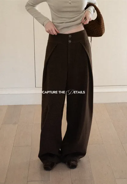 High Waist Wide Leg Pleated Casual Pants