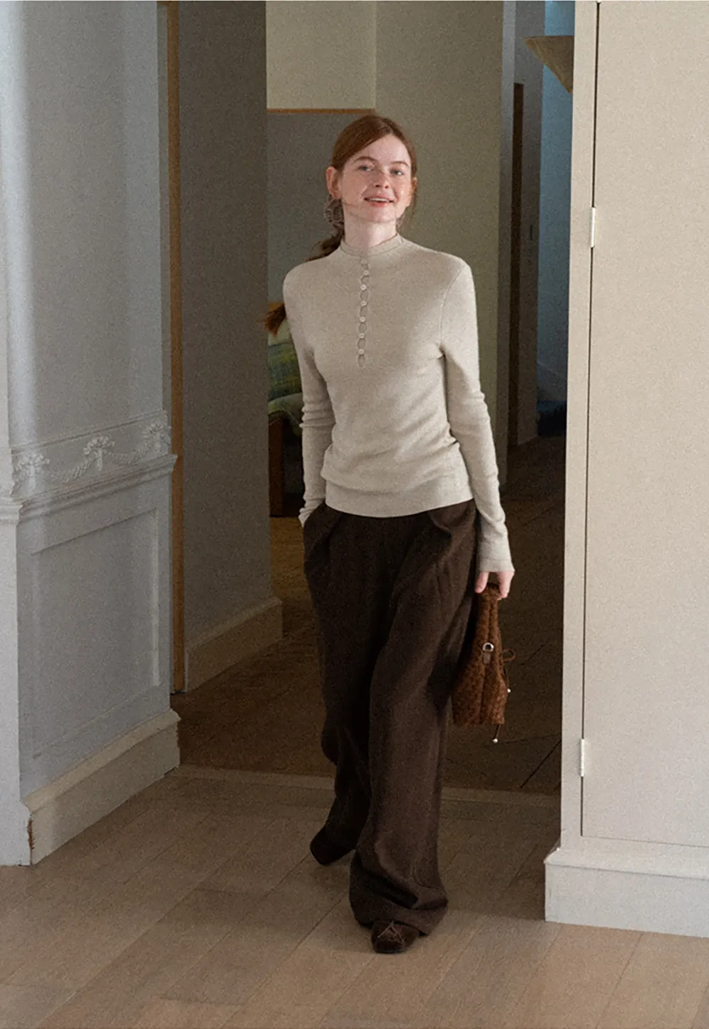 High Waist Wide Leg Pleated Casual Pants