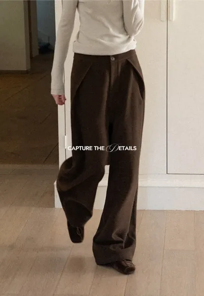 High Waist Wide Leg Pleated Casual Pants