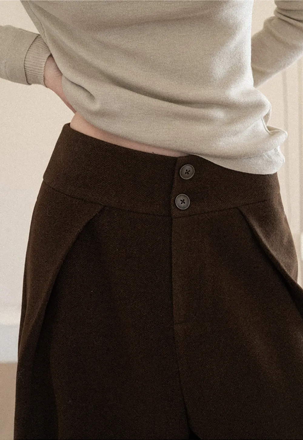 High Waist Wide Leg Pleated Casual Pants
