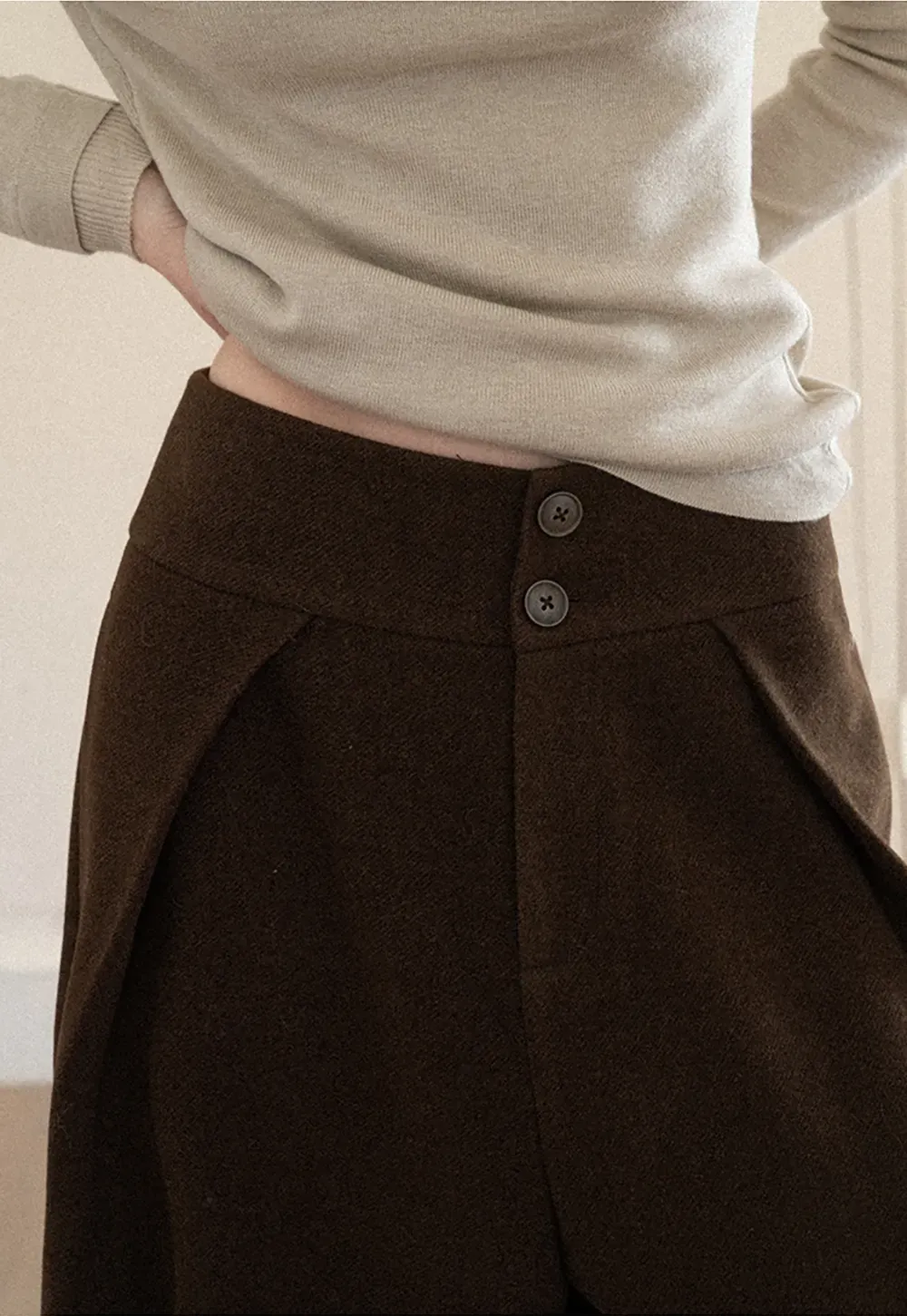 High Waist Wide Leg Pleated Casual Pants