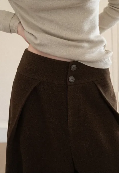 High Waist Wide Leg Pleated Casual Pants