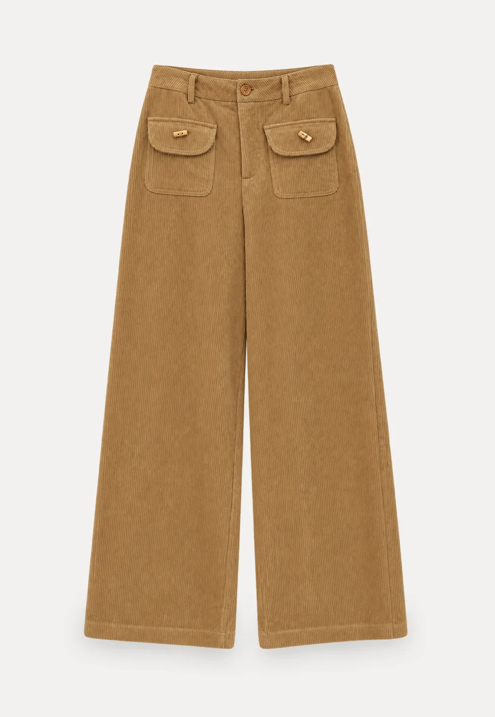 Wide Leg Corduroy Pants with Flap Pockets