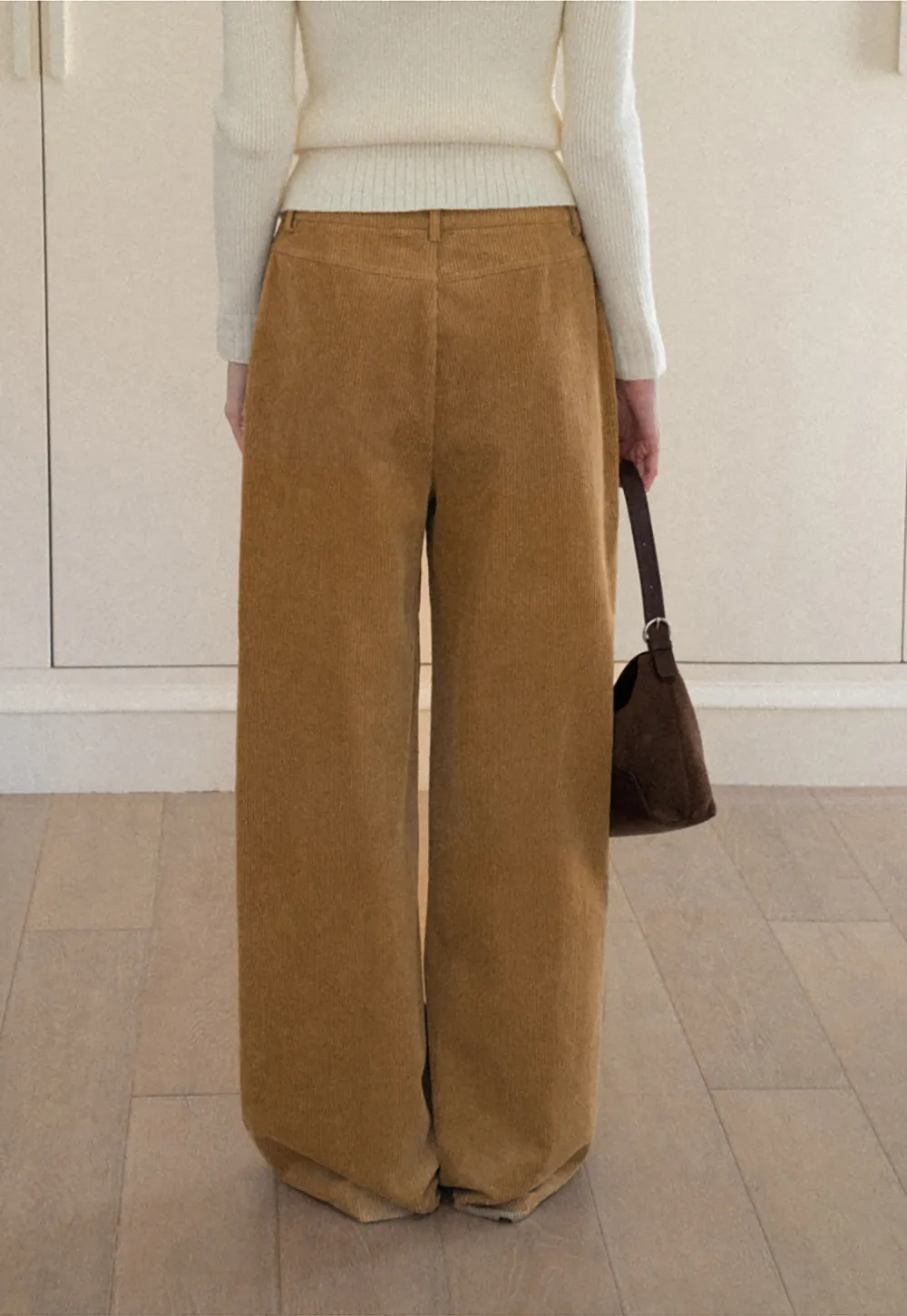 Wide Leg Corduroy Pants with Flap Pockets