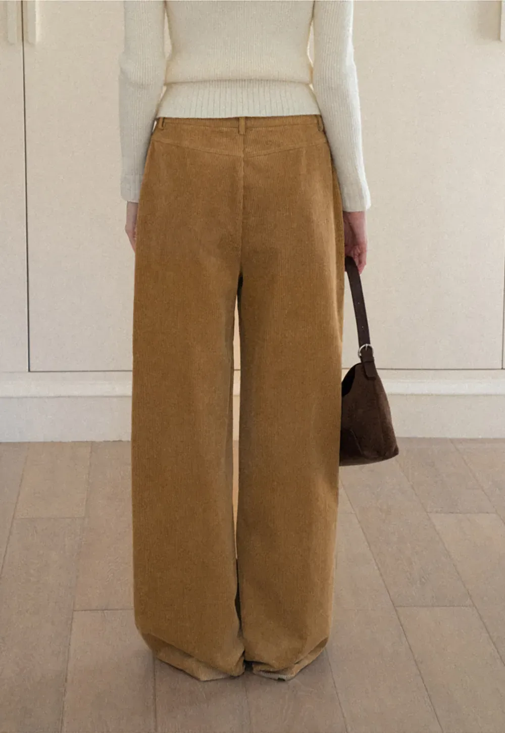 Wide Leg Corduroy Pants with Flap Pockets
