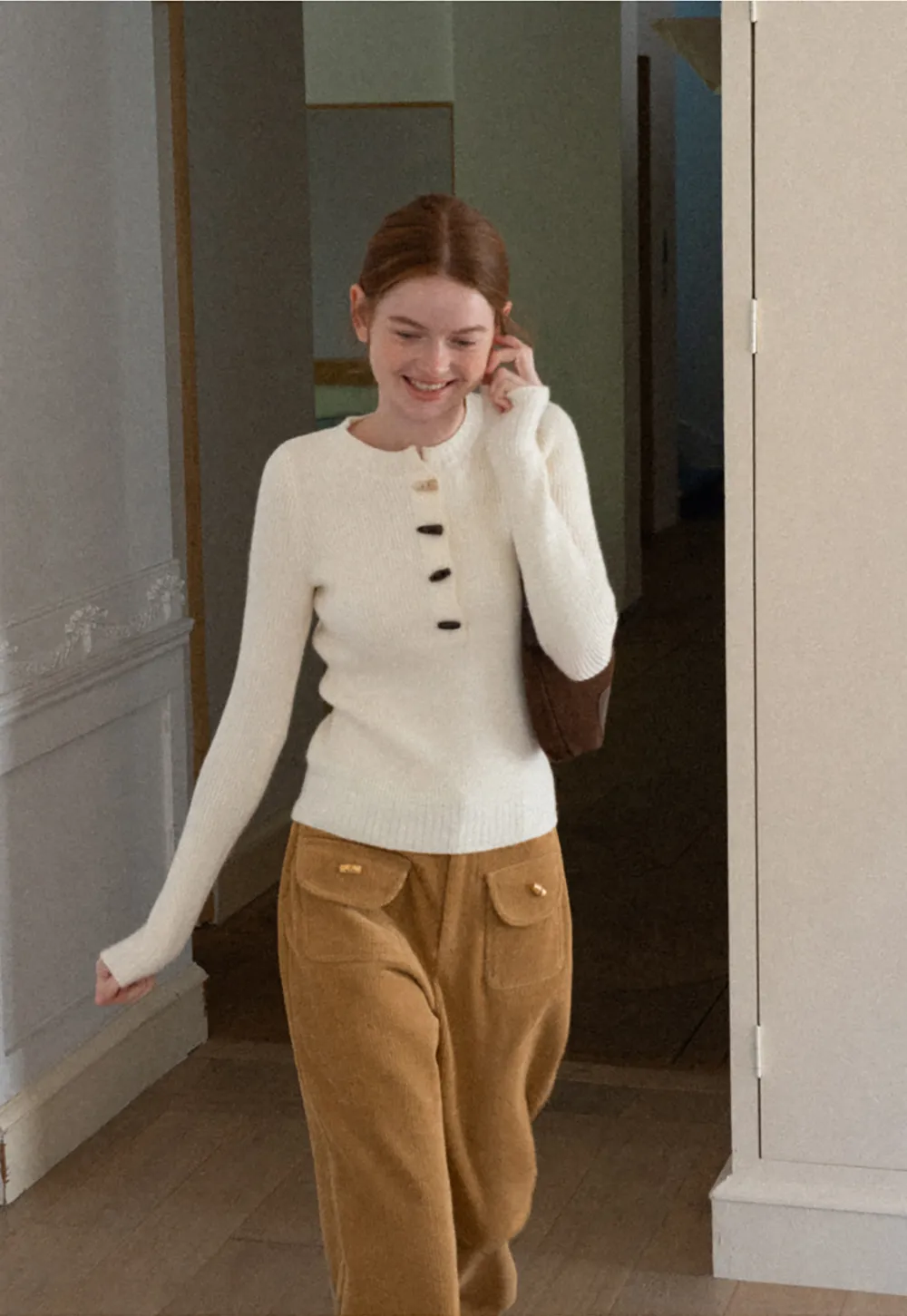 Wide Leg Corduroy Pants with Flap Pockets