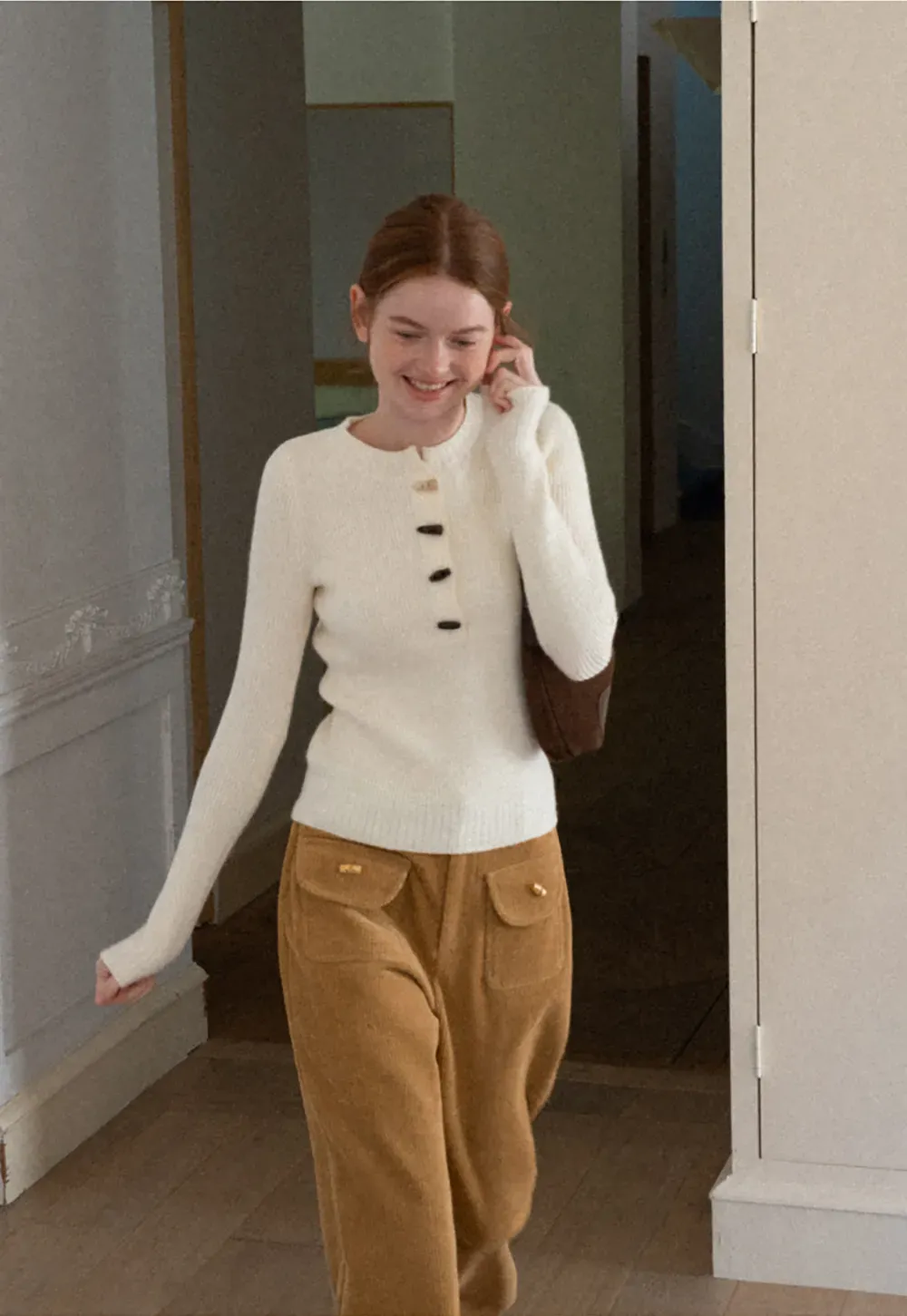 Wide Leg Corduroy Pants with Flap Pockets