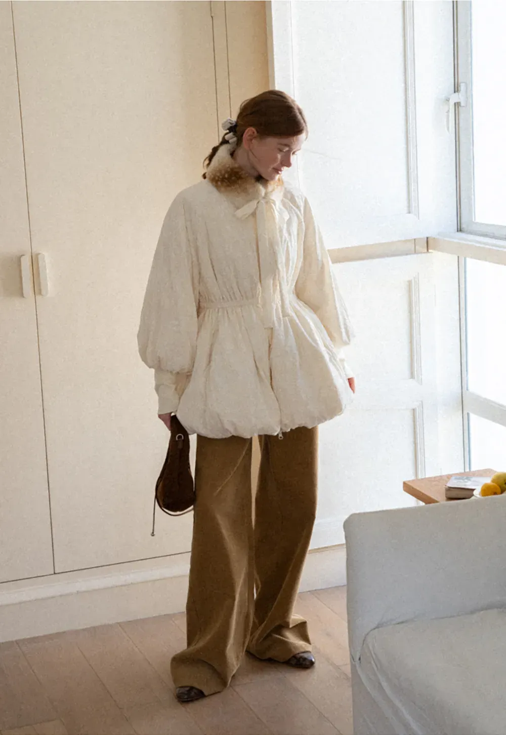 Wide Leg Corduroy Pants with Flap Pockets