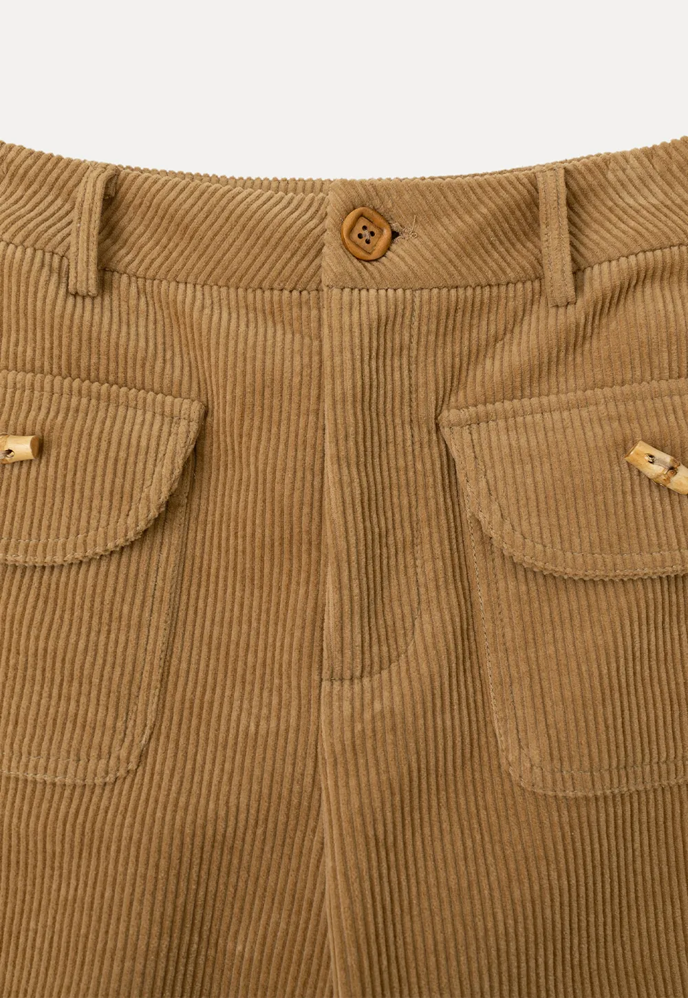 Wide Leg Corduroy Pants with Flap Pockets