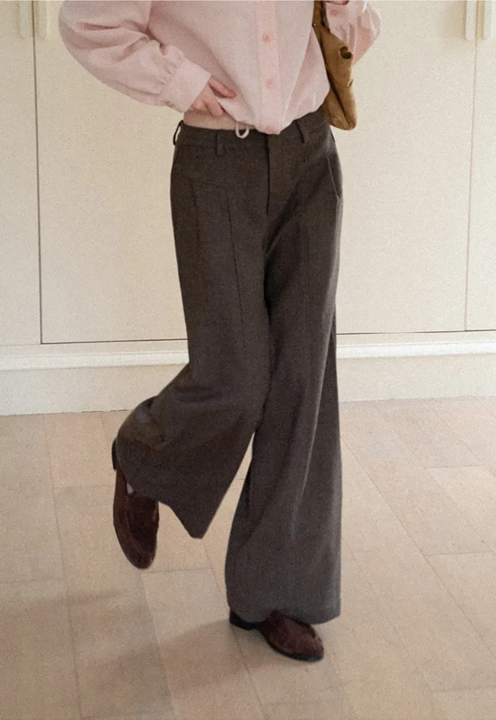 Wide Leg Pleated High Waist Casual Pants