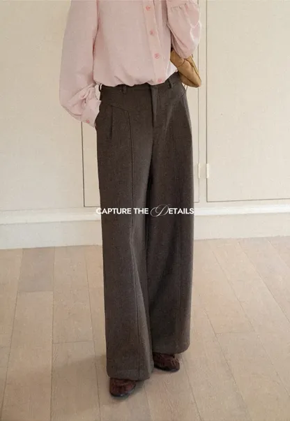 Wide Leg Pleated High Waist Casual Pants