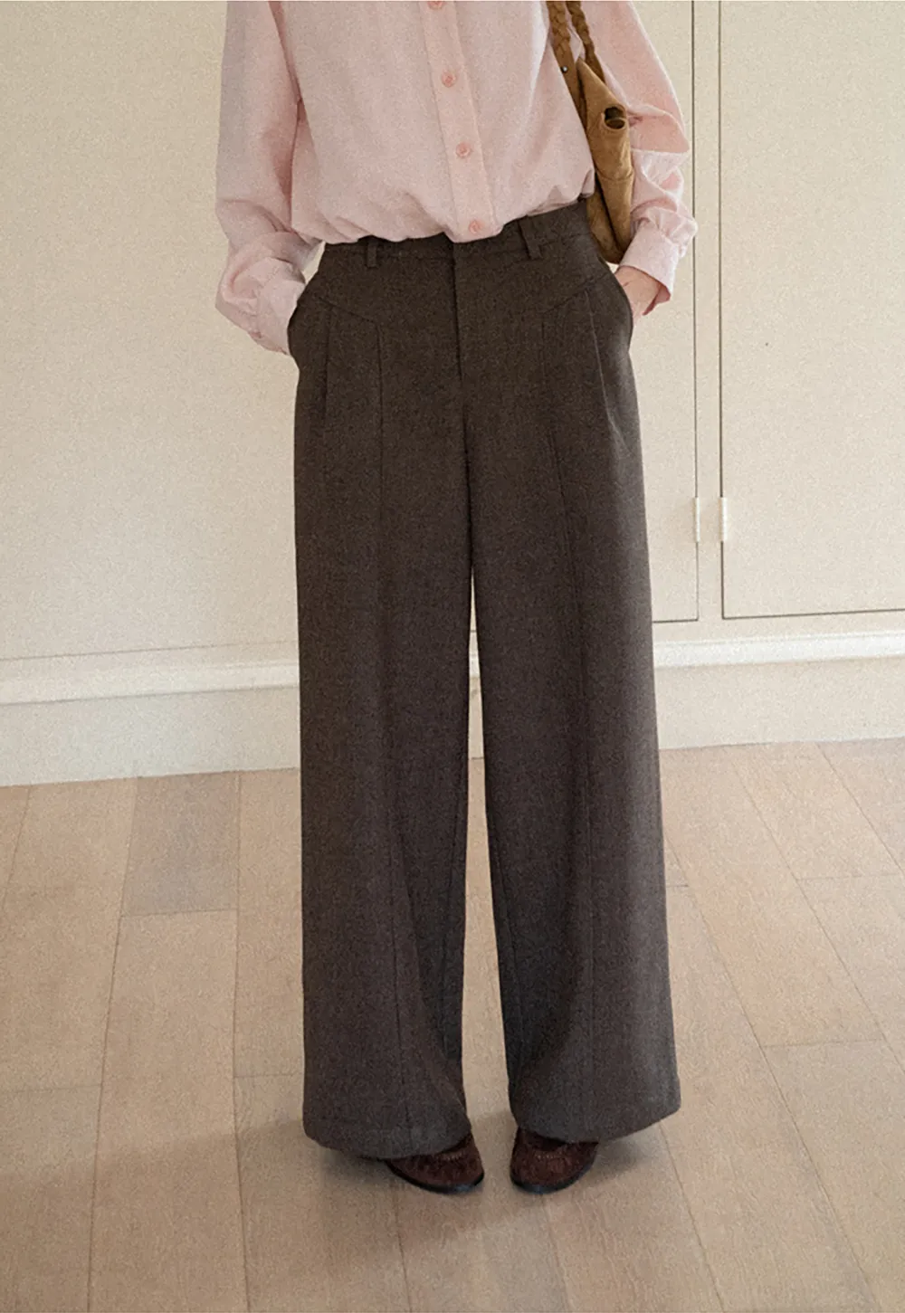 Wide Leg Pleated High Waist Casual Pants