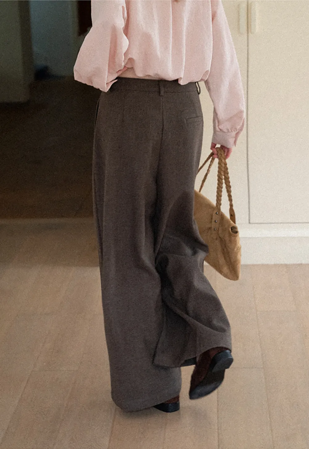 Wide Leg Pleated High Waist Casual Pants